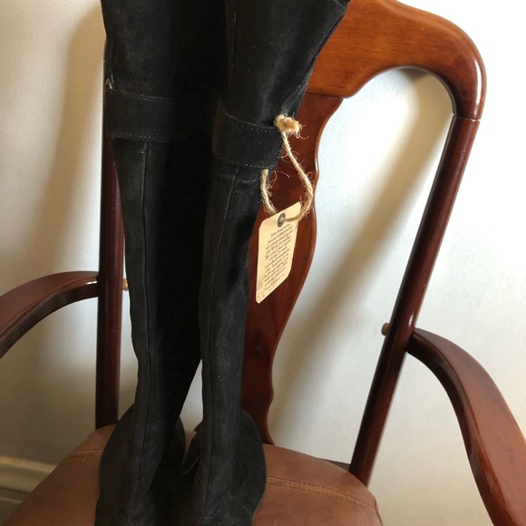NEW BORN LEATHER black over the knee boots Size 8 - Picture 3 of 14